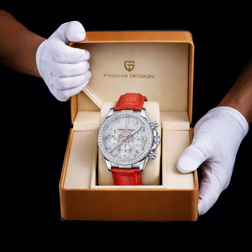 relogio feminino de couro Seraphine Red