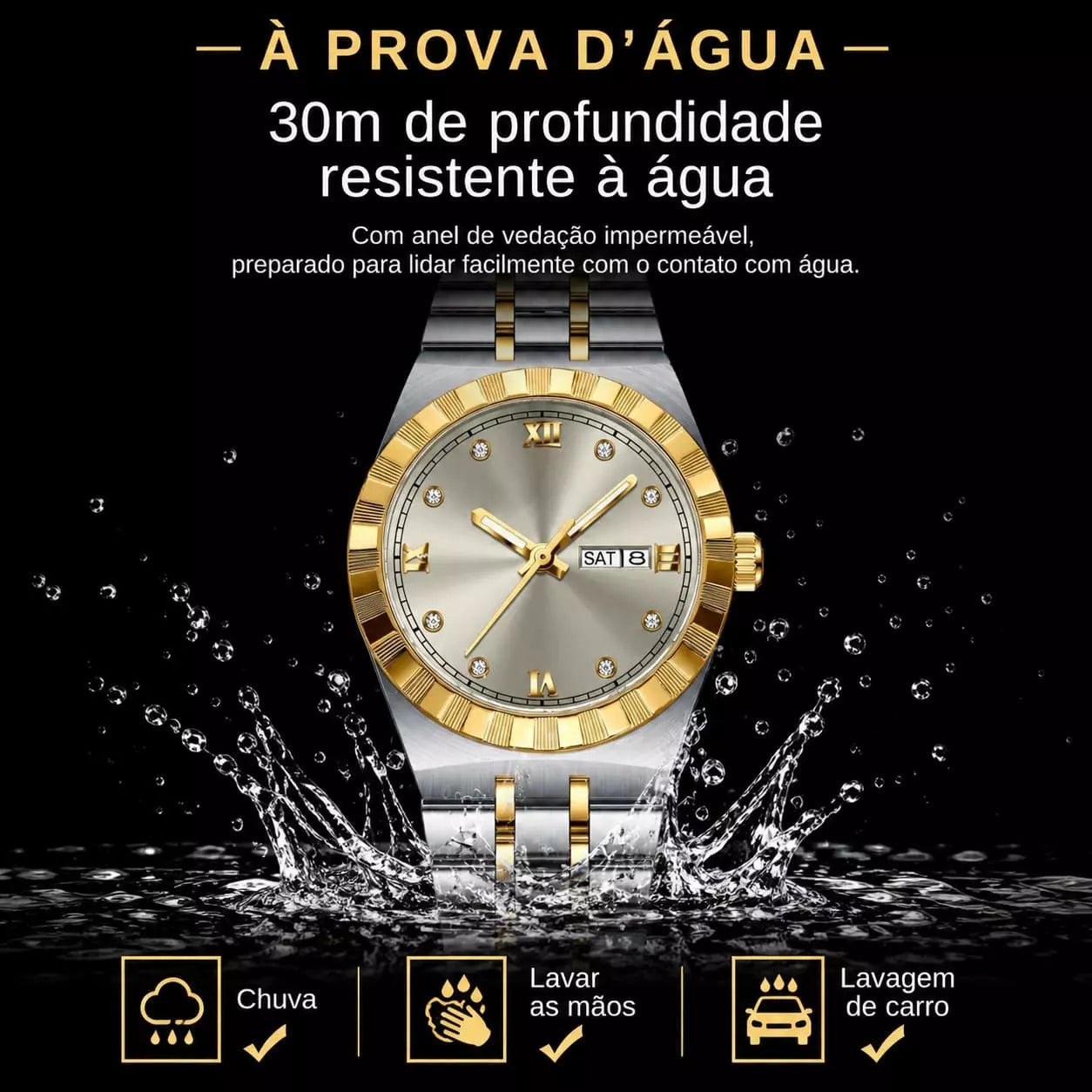 Relógio Feminino Prata Celebrine Silver Gold