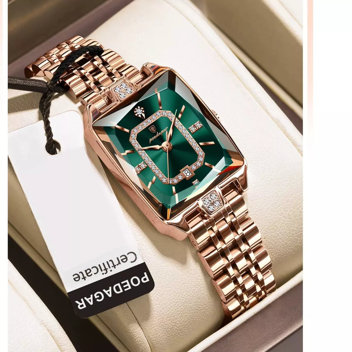 Relogio Feminino Modelo Opaline Emerald Gold