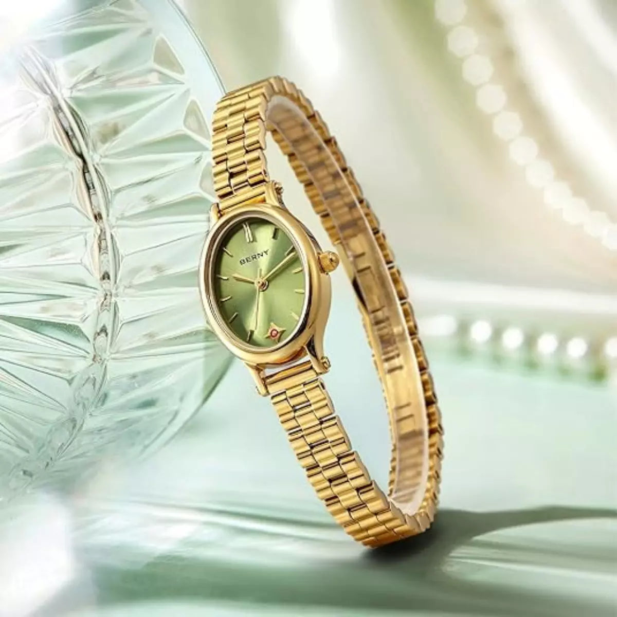 Relógio Feminino Dourado Pequeno Vendôme Emerald
