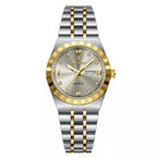relogio feminino  prata com dourado celebre silver gold