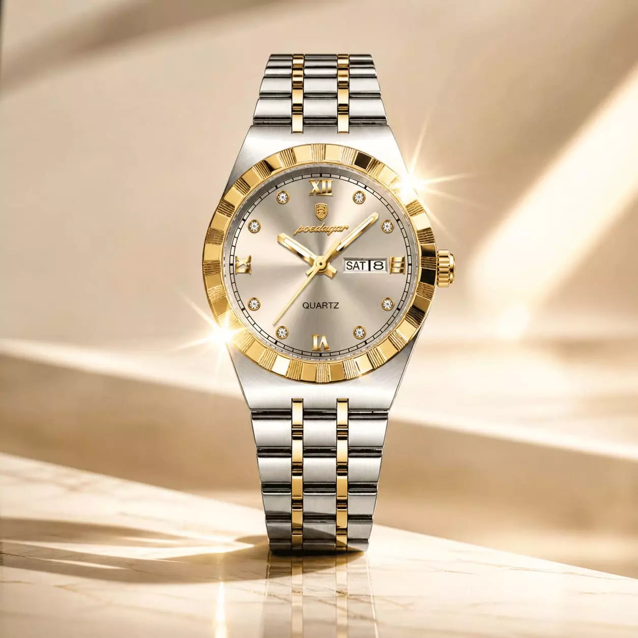 relogio feminino prata com dourado2 celebre silver gold