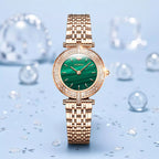 Relógio Feminino Dourado Celebriné Green Gold