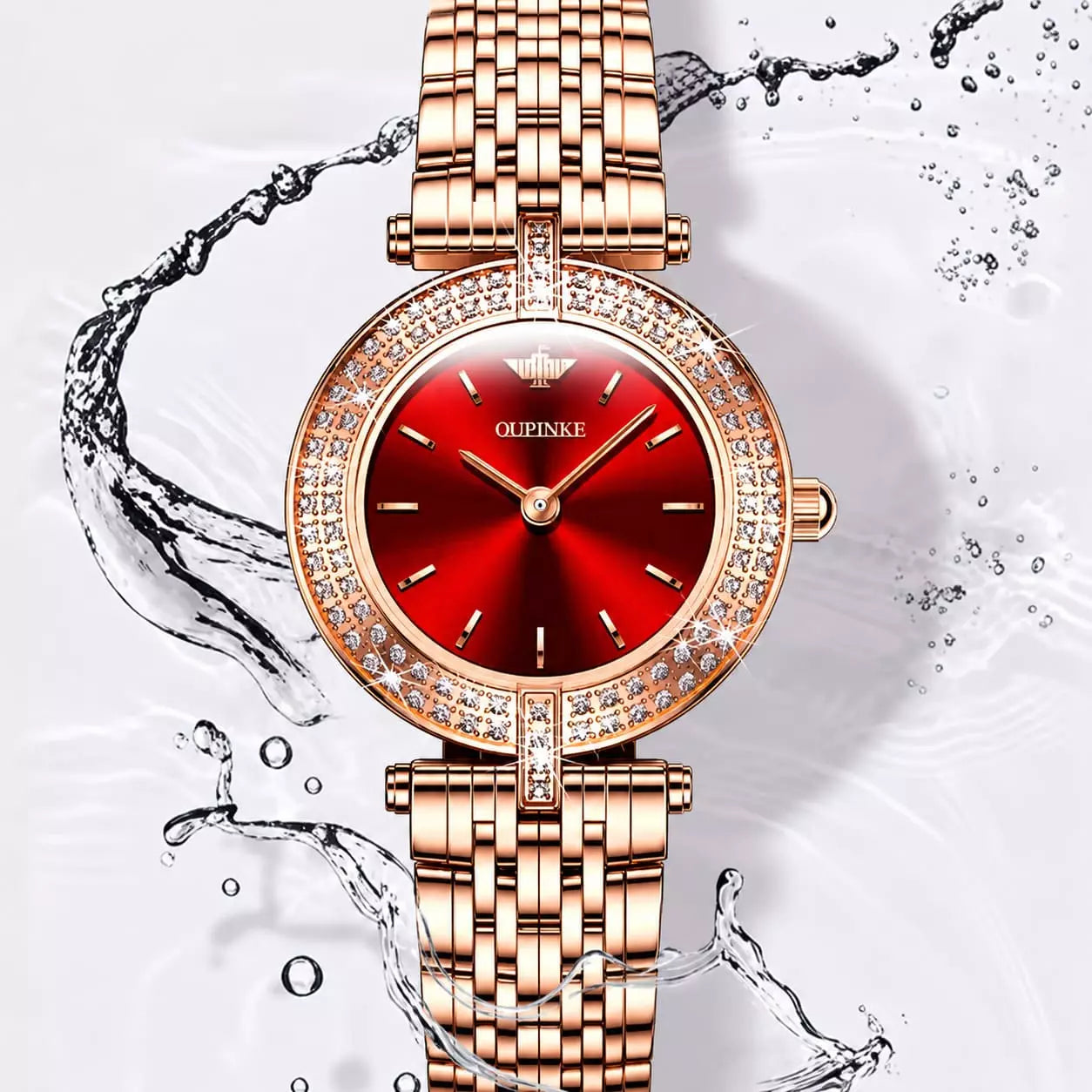Relógio Feminino Dourado Celebriné Red Gold