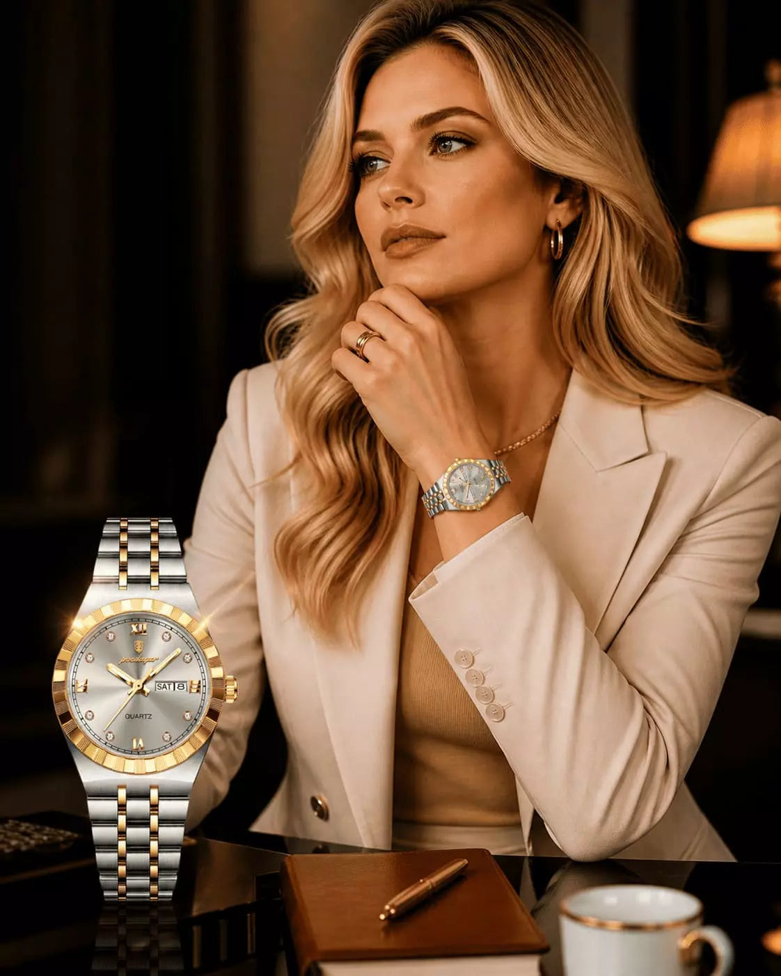 relogio feminino original celebre silver gold