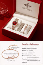 Relógio Feminino Dourado Celebriné Red Gold